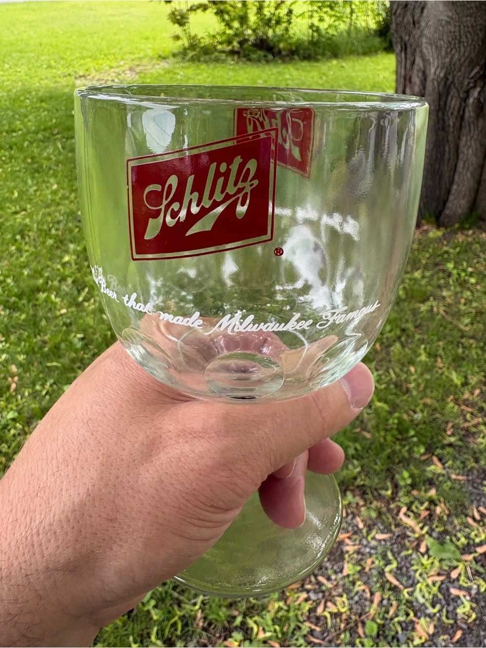 Vintage 1970'S Stemmed Thumbprint Schlitz Goblet / Beer Mug